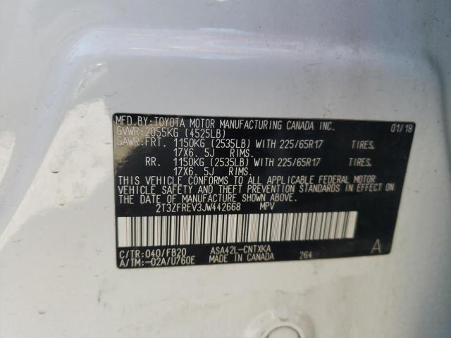 Photo 10 from auction – 2018 TOYOTA RAV4 LE with VIN 2T3ZFREV3JW442668