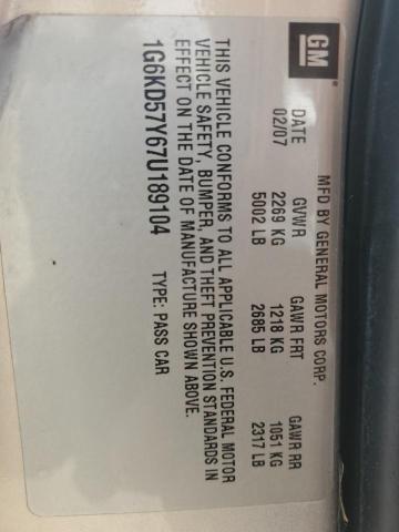Photo 10 from auction – 2007 CADILLAC DTS with VIN 1G6KD57Y67U189104