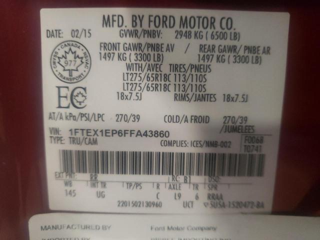 Photo 10 from auction – 2015 FORD F150 SUPER with VIN 1FTEX1EP6FFA43860