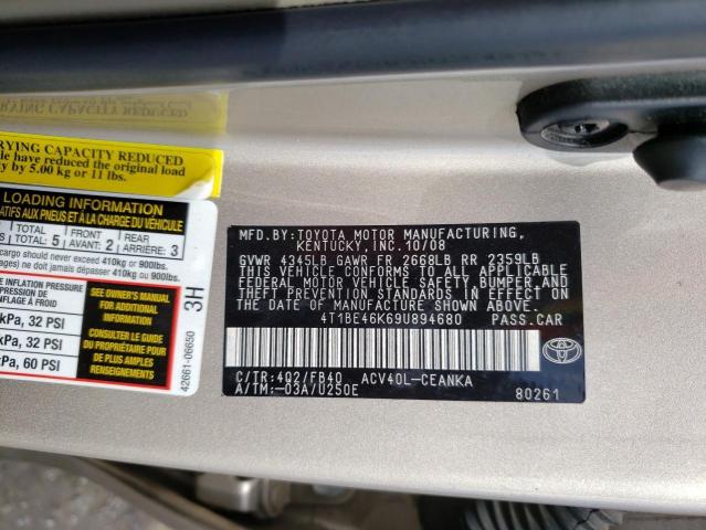 Photo 10 from auction – 2009 TOYOTA CAMRY BASE with VIN 4T1BE46K69U894680