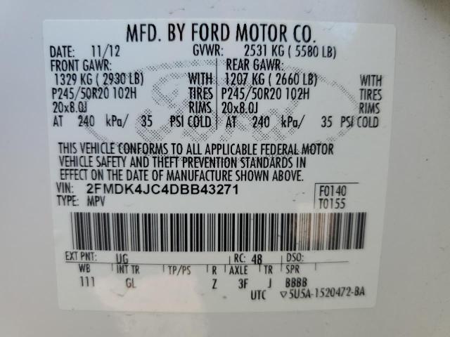 Photo 10 from auction – 2013 FORD EDGE SEL with VIN 2FMDK4JC4DBB43271