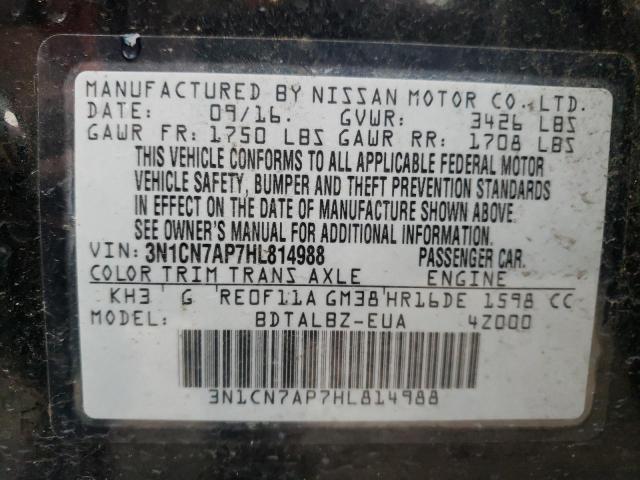 Photo 10 from auction – 2017 NISSAN VERSA S with VIN 3N1CN7AP7HL814988