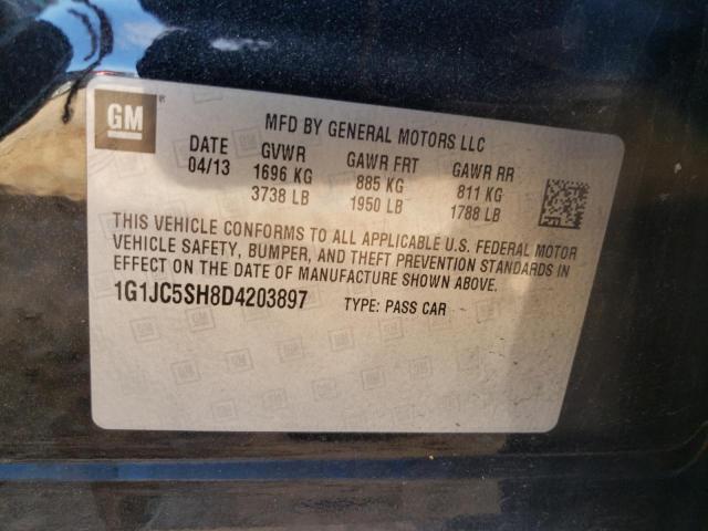 Photo 10 from auction – 2013 CHEVROLET SONIC LT with VIN 1G1JC5SH8D4203897