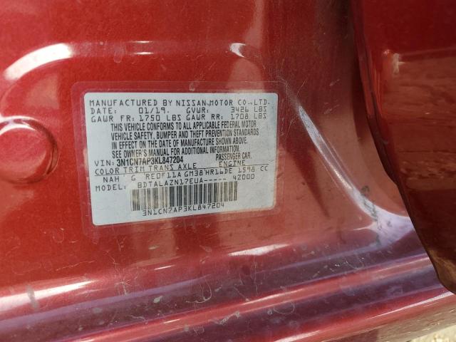 Photo 10 from auction – 2019 NISSAN VERSA S with VIN 3N1CN7AP3KL847204