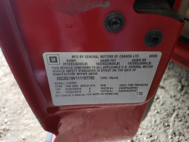 Photo 10 from auction – 2001 CHEVROLET SILVERADO with VIN 2GCEC19V111167765