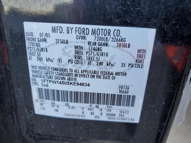 Photo 10 from auction – 2005 FORD F150 SUPER with VIN 1FTPW14505KE94834