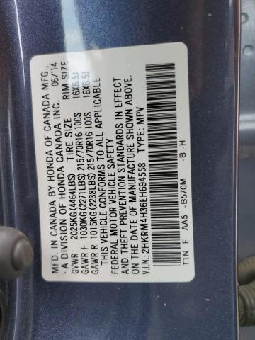 Photo 10 from auction – 2014 HONDA CR-V LX with VIN 2HKRM4H36EH694558