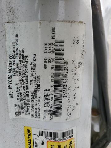 Photo 10 from auction – 2017 FORD FUSION SE with VIN 3FA6P0LU3HR238480