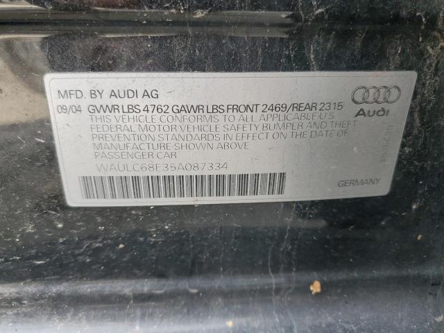Photo 10 from auction – 2005 AUDI A4 1.8T QU with VIN WAULC68E35A087334