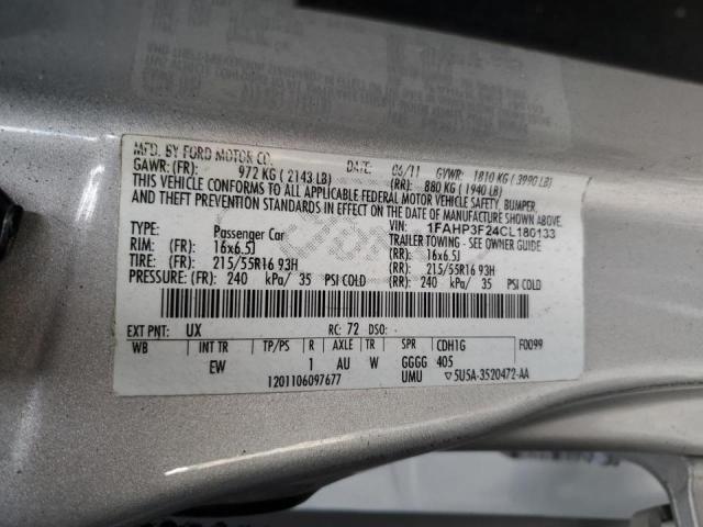 Photo 10 from auction – 2012 FORD FOCUS SE with VIN 1FAHP3F24CL180133
