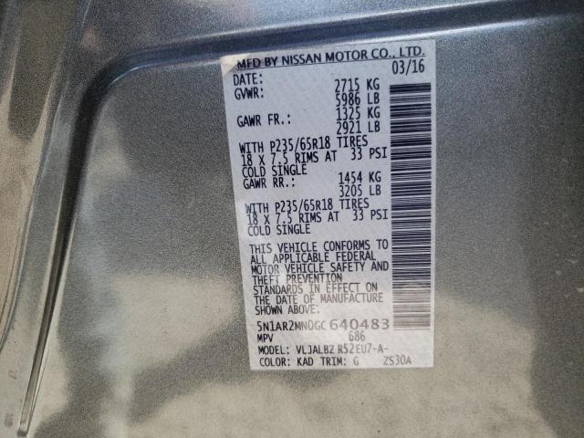 Photo 10 from auction – 2016 NISSAN PATHFINDER with VIN 5N1AR2MN0GC640483