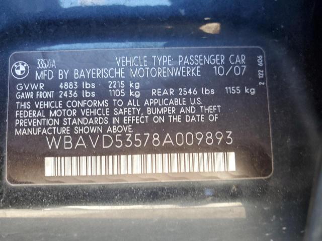 Photo 10 from auction – 2008 BMW 335 XI with VIN WBAVD53578A009893