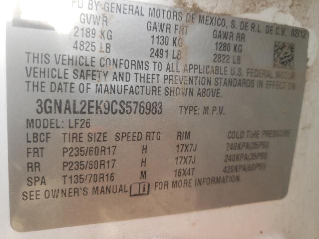 Photo 10 from auction – 2012 CHEVROLET CAPTIVA SP with VIN 3GNAL2EK9CS576983