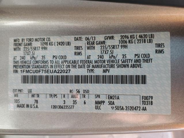 Photo 10 from auction – 2014 FORD ESCAPE S with VIN 1FMCU0F75EUA22027