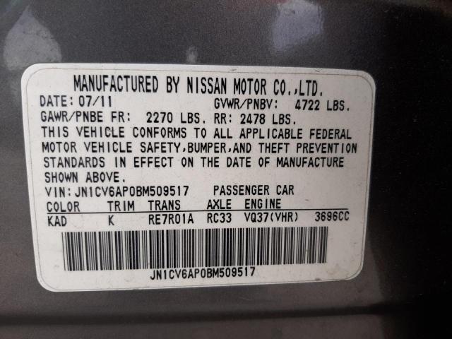 Photo 10 from auction – 2011 INFINITI G37 BASE with VIN JN1CV6AP0BM509517