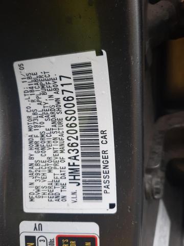 Photo 10 from auction – 2006 HONDA CIVIC HYBR with VIN JHMFA36206S006717