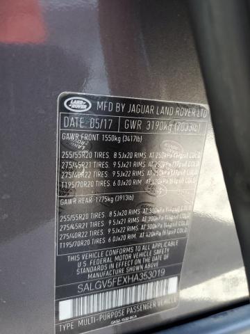 Photo 10 from auction – 2017 LAND ROVER RANGE ROVE with VIN SALGV5FEXHA353019