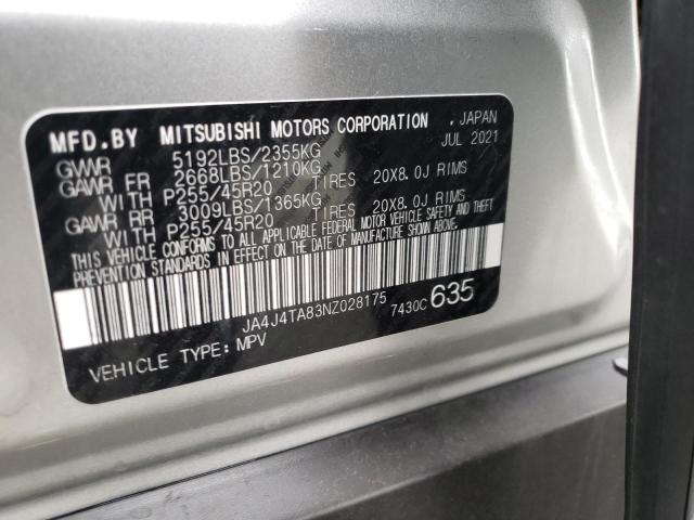 Photo 10 from auction – 2022 MITSUBISHI OUTLANDER with VIN JA4J4TA83NZ028175