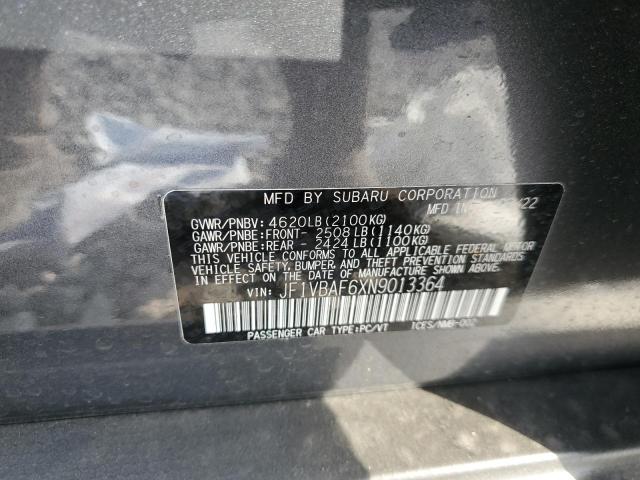 Photo 10 from auction – 2022 SUBARU WRX PREMIU with VIN JF1VBAF6XN9013364