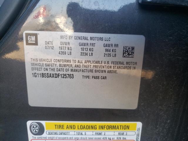 Photo 10 from auction – 2013 CHEVROLET MALIBU LS with VIN 1G11B5SAXDF125763