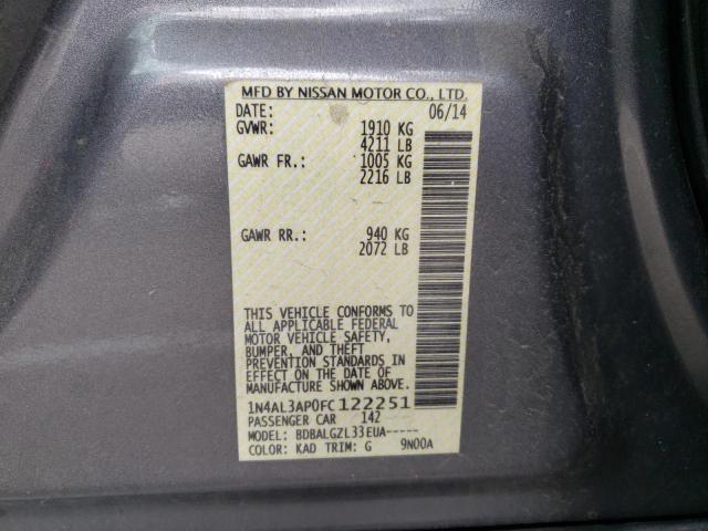 Photo 10 from auction – 2015 NISSAN ALTIMA 2.5 with VIN 1N4AL3AP0FC122251