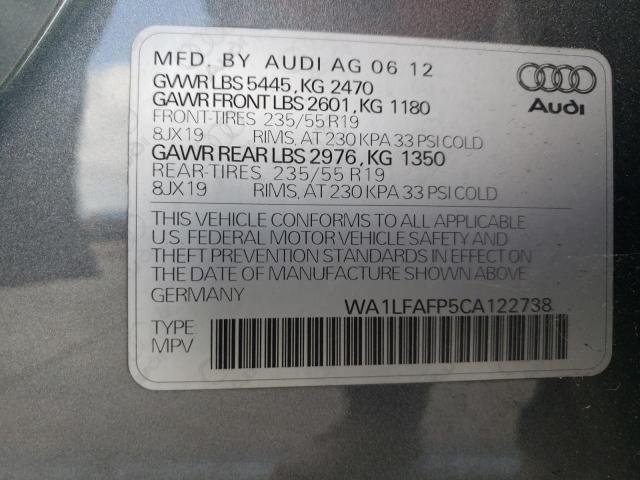 Photo 10 from auction – 2012 AUDI Q5 PREMIUM with VIN WA1LFAFP5CA122738