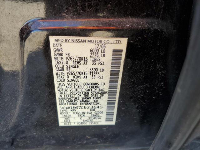Photo 10 from auction – 2007 NISSAN PATHFINDER with VIN 5N1AR18W77C623645