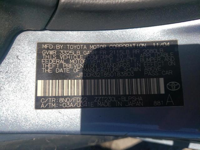 Photo 10 from auction – 2005 TOYOTA CELICA GT with VIN JTDDR32T850183803