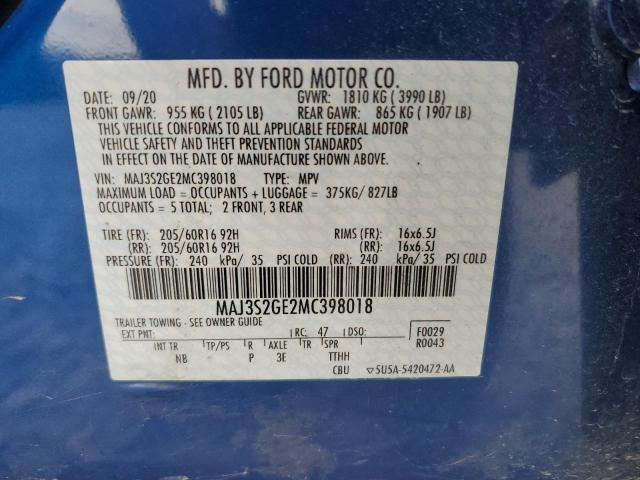 Photo 10 from auction – 2021 FORD ECOSPORT S with VIN MAJ3S2GE2MC398018
