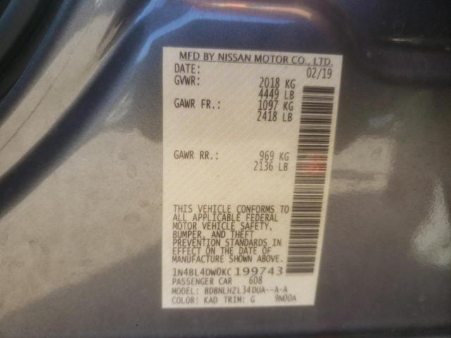 Photo 10 from auction – 2019 NISSAN ALTIMA SV with VIN 1N4BL4DW0KC199743