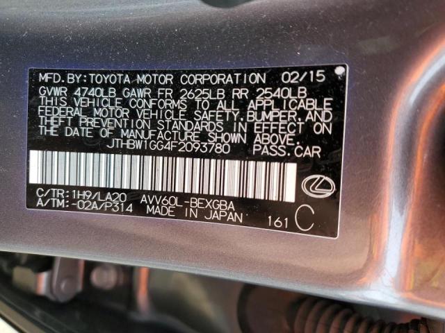 Photo 10 from auction – 2015 LEXUS ES 300H with VIN JTHBW1GG4F2093780