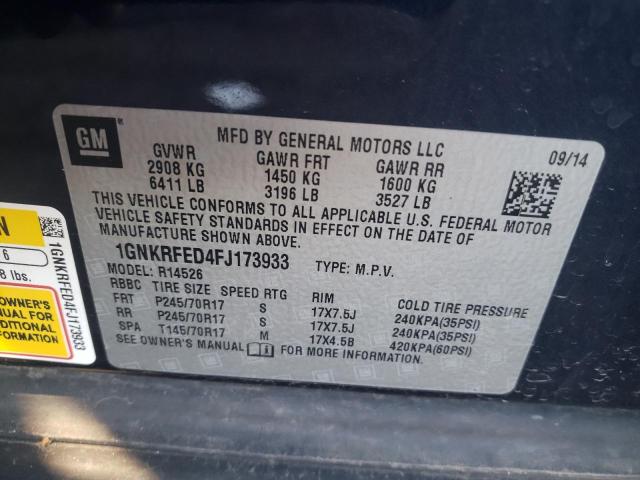 Photo 10 from auction – 2015 CHEVROLET TRAVERSE L with VIN 1GNKRFED4FJ173933