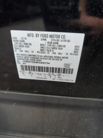 Photo 10 from auction – 2019 FORD EXPLORER X with VIN 1FM5K7D84KGA83754