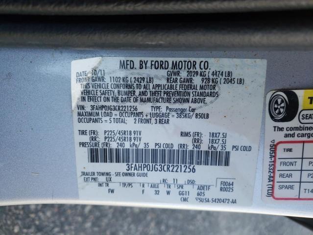Photo 10 from auction – 2012 FORD FUSION SEL with VIN 3FAHP0JG3CR221256