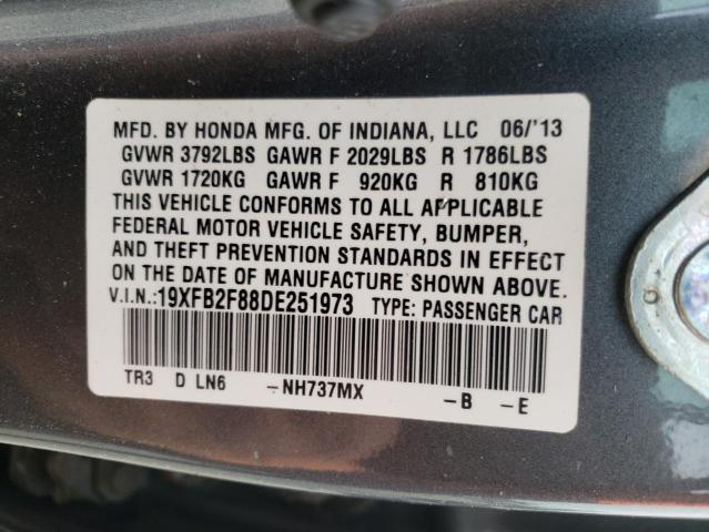 Photo 10 from auction – 2013 HONDA CIVIC EX with VIN 19XFB2F88DE251973