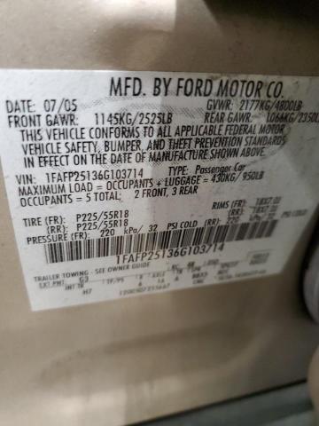 Photo 10 from auction – 2006 FORD FIVE HUNDR with VIN 1FAFP25136G103714
