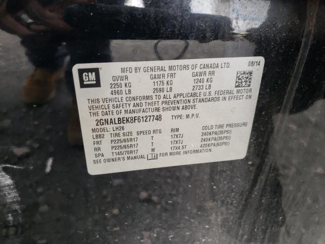Photo 10 from auction – 2015 CHEVROLET EQUINOX LT with VIN 2GNALBEK8F6127748
