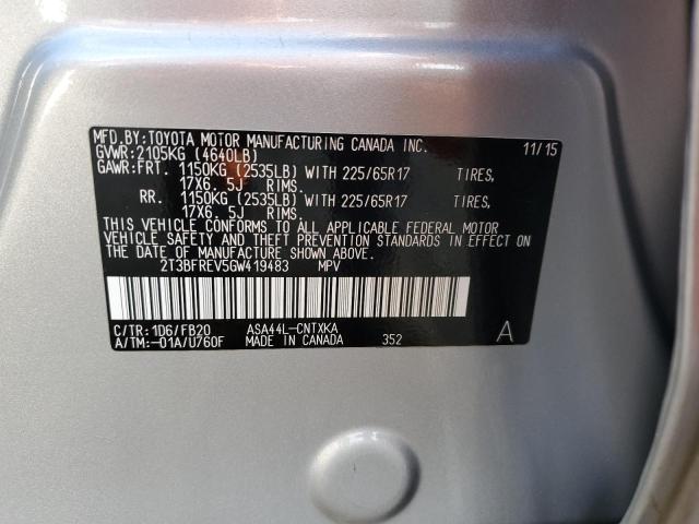 Photo 10 from auction – 2016 TOYOTA RAV4 LE with VIN 2T3BFREV5GW419483