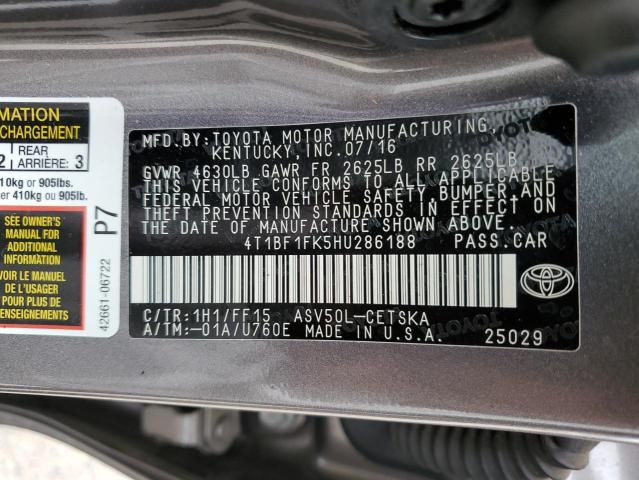 Photo 10 from auction – 2017 TOYOTA CAMRY LE with VIN 4T1BF1FK5HU286188