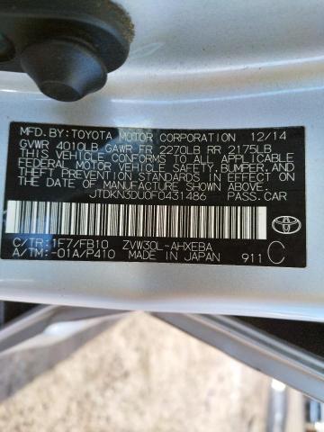 Photo 10 from auction – 2015 TOYOTA PRIUS with VIN JTDKN3DU0F0431486