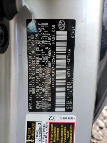 Фото 10 с аукциона – 2010 TOYOTA CAMRY BASE с VIN 4T4BF3EK4AR025403