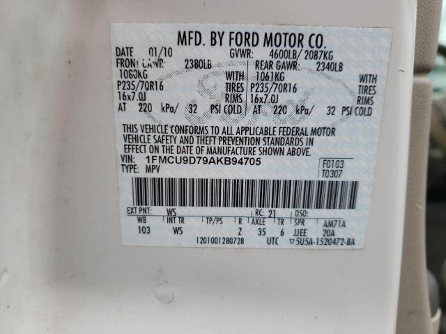 Photo 10 from auction – 2010 FORD ESCAPE XLT with VIN 1FMCU9D79AKB94705
