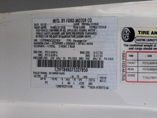 Photo 10 from auction – 2007 FORD MUSTANG with VIN 1ZVFT84N375327850