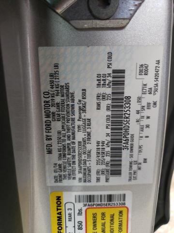 Photo 10 from auction – 2014 FORD FUSION SE with VIN 3FA6P0HD5ER253308