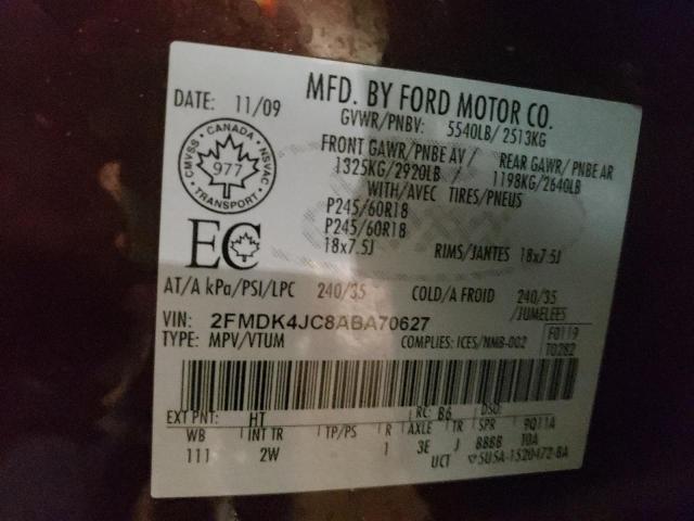 Photo 10 from auction – 2010 FORD EDGE SEL with VIN 2FMDK4JC8ABA70627