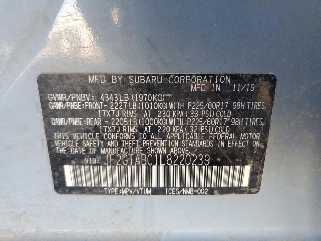 Photo 10 from auction – 2020 SUBARU CROSSTREK with VIN JF2GTABC1L8220239