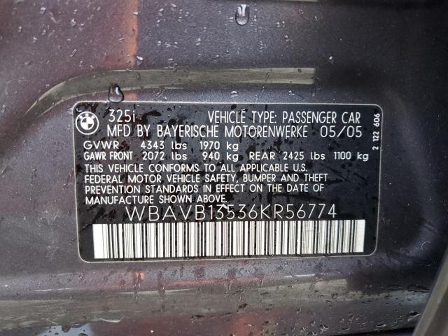 Photo 10 from auction – 2006 BMW 325 I with VIN WBAVB13536KR56774