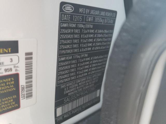 Photo 10 from auction – 2016 LAND ROVER RANGE ROVE with VIN SALGS2KF6GA272667