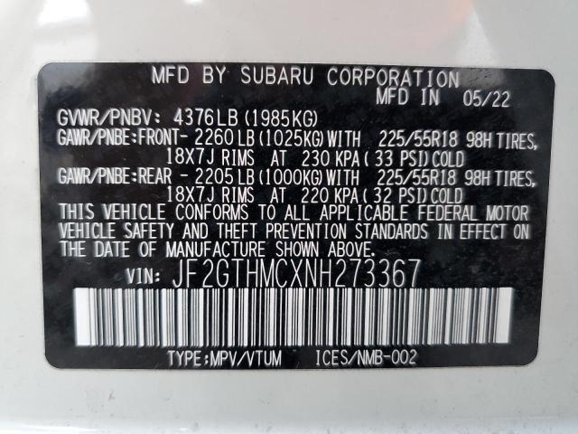 Photo 10 from auction – 2022 SUBARU CROSSTREK with VIN JF2GTHMCXNH273367