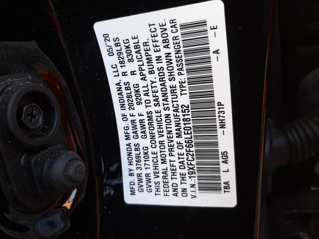 Photo 10 from auction – 2020 HONDA CIVIC LX with VIN 19XFC2F66LE018152